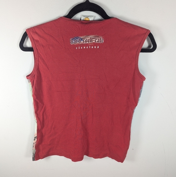 Vintage Hard Rock Cafe Cleveland Biker Cutoff Tank Top Approximate Size Small - Picture 3 of 5